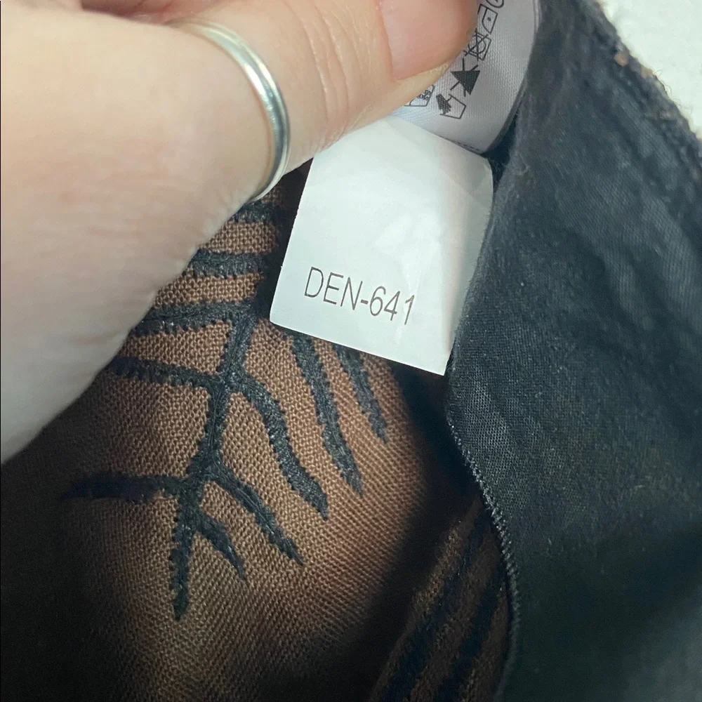 NWOT Zara ZW Collection embroidered hemp wide leg chocolate brown pants